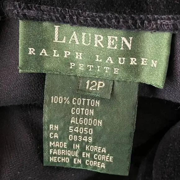 Lauren Ralph Lauren Womens Pants Corduroy High Rise Straight Leg Black Size 12P